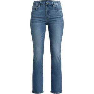 Boden Flare Jeans Womens Size 12 Blue Denim Raw Hem High Rise Boho Casual